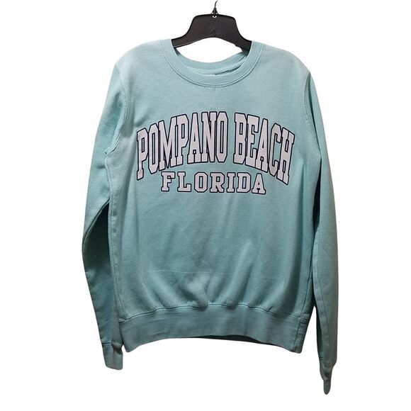 Pompano Beach Florida Crewneck Sweatshirt Women’s Small Light Blue Pacific & Co - Picture 1 of 4